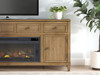 Sharlance - 81" TV Stand With Electric Infrared Fireplace Insert - Light Brown