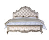 Esteban - Eastern King Bed - Ivory Velvet & Antique Champagne