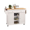 Tullarick - Kitchen Cart - Natural Wooden Top & White