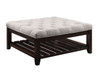 Aizen - Cocktail Ottoman - Beige Fabric & Espresso
