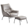 Jabel - Accent Chair & Ottoman - Khaki Top Grain Leather