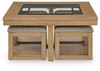Wittenmyer - Cocktail Table With 4 Stools (Set of 5) - Natural / Black