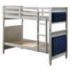 Varian - Twin Over Twin Bunk Bed - Blue Velvet & Silver