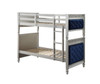 Varian - Twin Over Twin Bunk Bed - Blue Velvet & Silver Finish