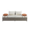 Salena - Patio Sofa With 2 Pillows & Ottoman - Beige Fabric & Gray Wicker
