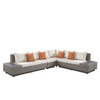 Salena - Patio Sectional Sofa With 4 Pillows & Coffee Table - Beige Fabric & Gray Wicker