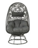 Hikre - Patio Lounge Chair & Side Table - Clear Glass, Charcoal Fabric & Black Wicker