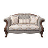 Miyeon - Loveseat With 3 Pillows - Fabric & Cherry