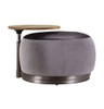 Decapree - Ottoman - Antique Slate Top Grain Leather & Gray Velvet