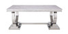 Zander - Dining Table - White Printed Faux Marble & Mirrored Silver Finish