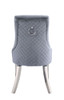 Satinka - Fabric Side Chair Set of 2) - Gray & Mirrored Silver