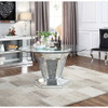 Noralie - Dining Table - Mirrored, Faux Diamonds & Clear Glass Top