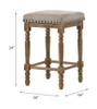 Farsiris - Counter Height Stool Set of 2) - Beige Fabric & Weathered Oak