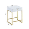 Coleen - Accent Table - White & Brass