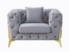 Jelanea - Chair - Gray Velvet & Gold Finish - 30"