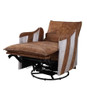 Qalurne - Power Motion Recliner With Swivel - Two Tone Mocha Top Grain Leather & Aluminum