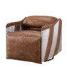 Qalurne - Power Motion Recliner With Swivel - Two Tone Mocha Top Grain Leather & Aluminum