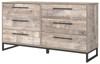 Neilsville - Six Drawer Dresser - Vinyl-Wrapped - Whitewash