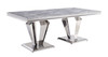 Satinka - Dining Table - Light Gray Printed Faux Marble & Mirrored Silver Finish