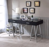 Coleen - Writing Desk With USB - Black High Gloss & Chrome