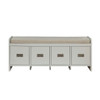 Berci - Bench With Storage - Beige Fabric & White