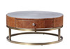 Tamas - 13" Coffee Table - Aluminum & Cocoa Top Grain Leather
