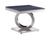 Zasir - End Table - Gray Printed Faux Marble & Mirrored Silver Finish