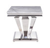 Satinka - End Table - Light Gray Printed Faux Marble & Mirrored Silver Finish