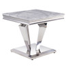 Satinka - End Table - Light Gray Printed Faux Marble Top & Mirrored Silver