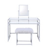 Carenze II - Vanity Set - White Faux Fur & Chrome