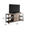 Gorden - TV Stand - Weathered Oak & Antique Silver Metal