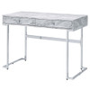 Tigress - Writing Desk - White Printed Faux Marble Top & Chrome