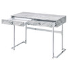 Tigress - Writing Desk - White Printed Faux Marble Top & Chrome
