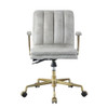 Damir - Office Chair - Vintage White Top Grain Leather & Chrome