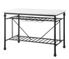 Mera - Kitchen Island - White Marble & Gray Finish