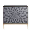 Quilla - Console Cabinet - Black, Gray & Brass