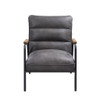 Nignu - Accent Chair - Gray Top Grain Leather & Matt Iron Finish