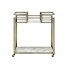 Neilo - Serving Cart - Clear Glass, Faux Marble Top & Wire Brass