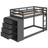 Gaston - Twin Over Twin Bunk Bed With 4 Drawers & 3 Compartments - Gray
