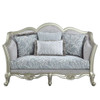 Qunsia - Loveseat With 4 Pillows - Light Gray Linen & Champagne