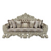 Sorina - Sofa With 7 Pillows - Velvet, Fabric & Antique Gold