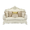 Adara - Loveseat With 5 Pillows - Pearl White Synthetic Leather & Antique White
