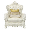 Adara - Chair With 2 Pillows - Pearl White Synthetic Leather & Antique White