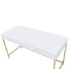 Ottey - Vanity Desk (Same 92540) - White High Gloss & Gold