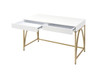 Lightmane - Vanity Desk (Same 92660) - White High Gloss & Gold