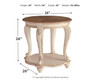 Realyn - Round End Table - White / Brown