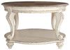 Realyn - Oval Cocktail Table - White / Brown