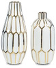 Mohsen - Vase Set (Set of 2) - Gold Finish / White