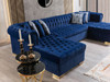 PACKARD Blue Velvet 141" Wide Double Chaise Sectional