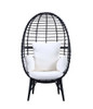 Penelope - Patio Lounge Chair - Light Gray Fabric & Black Finish